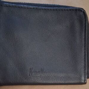 Neiman Marcus Black Leather Zippered Billfold